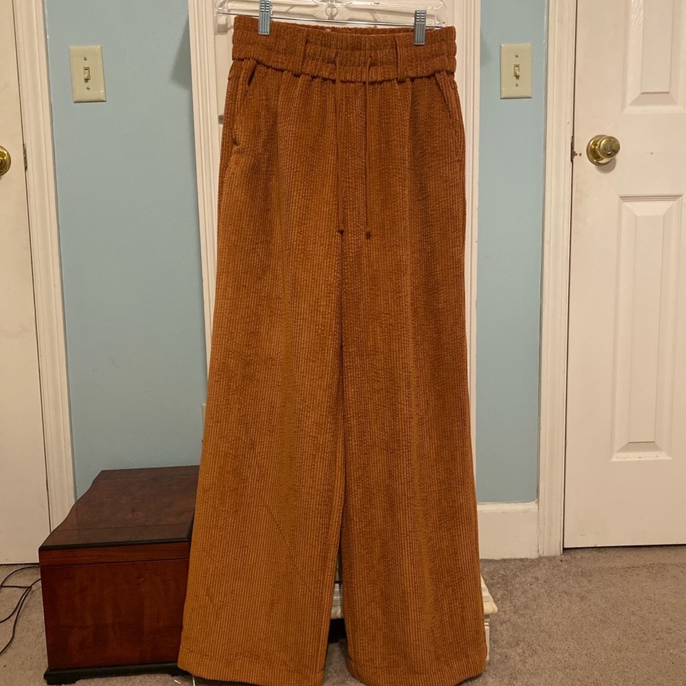 urban outfitters bdg corduroy wide leg pants size small burnt orange/dark brown